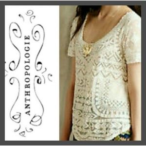 Anthropologie Meadow Rue Lace Cream Top Size M